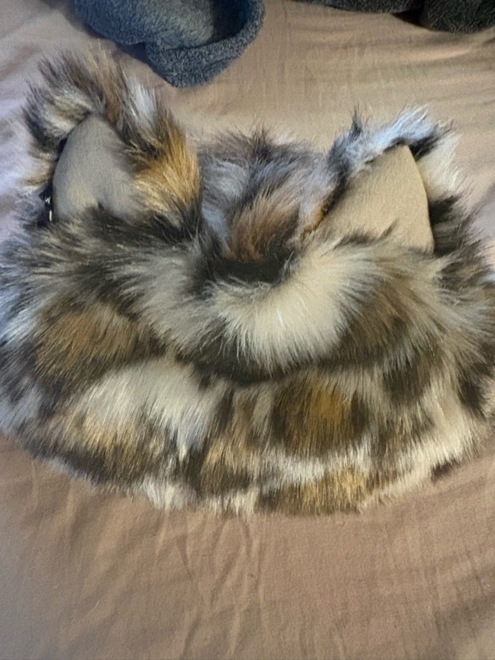 SpiritHoods Clouded Leopard Faux Fur Tote in Brown and Cream Tones